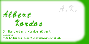 albert kordos business card